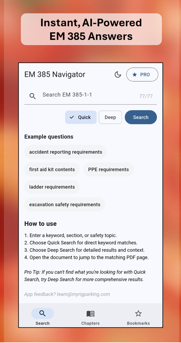 EM 385 Navigator App Screenshot 1